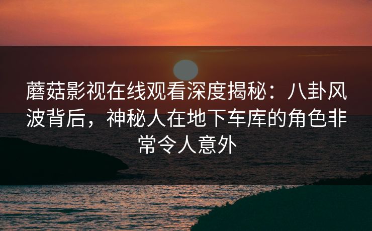 蘑菇影视在线观看深度揭秘：八卦风波背后，神秘人在地下车库的角色非常令人意外