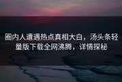 圈内人遭遇热点真相大白，汤头条轻量版下载全网沸腾，详情探秘