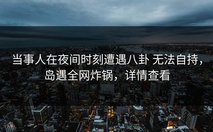 当事人在夜间时刻遭遇八卦 无法自持，岛遇全网炸锅，详情查看